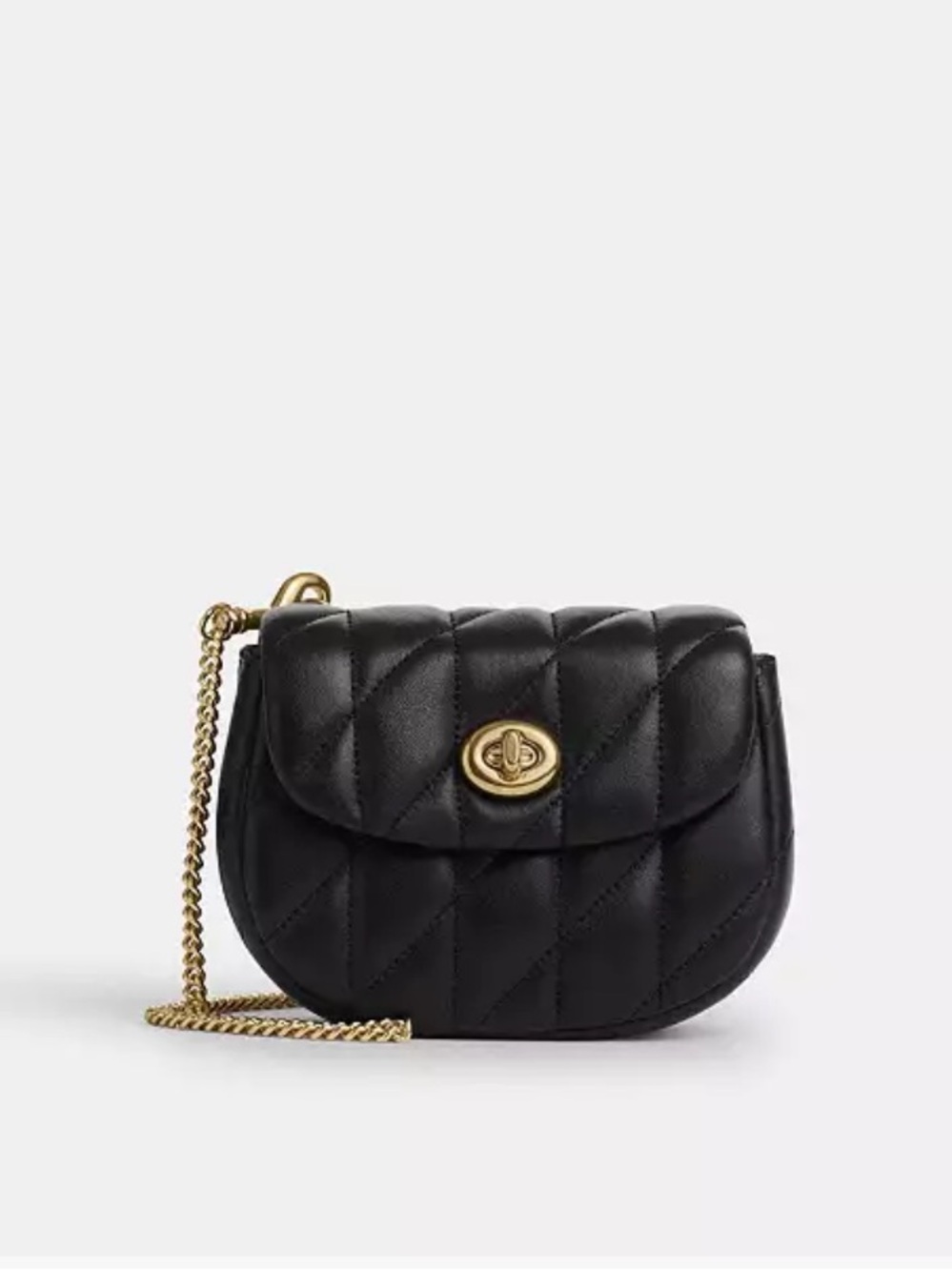 NWT Coach Turnlock Card Case (Black/Gold) Nappa Leather - Quilted